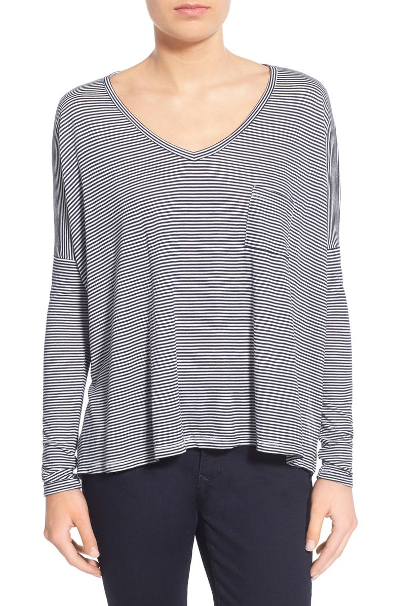 BP. Stripe Long Sleeve Pocket Tee, Main, color, NAVY INDIGO MONDAY STRIPE
