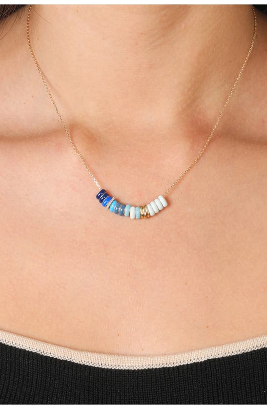 Shop Adina Reyter Spring Beaded Necklace In Mixed Metal/ Blue