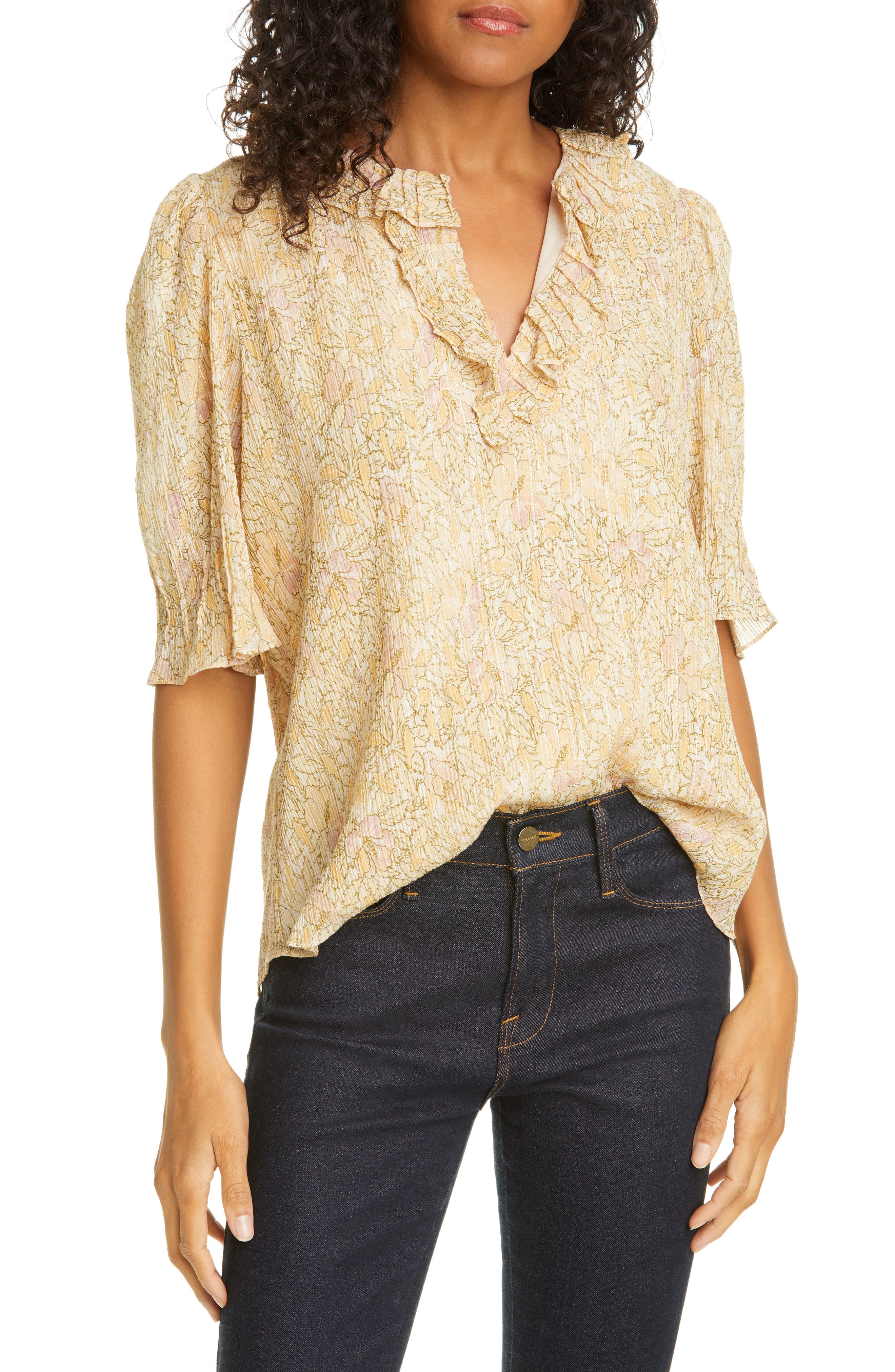 Rebecca Taylor Metallic Star Silk Top