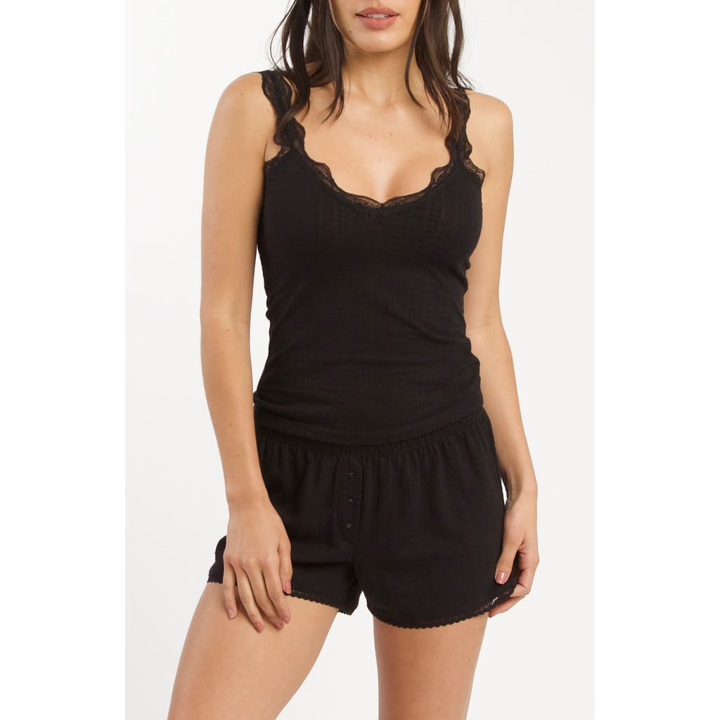 Andine Anji Tuscany Lace Trim Pajamas Shorts In Black