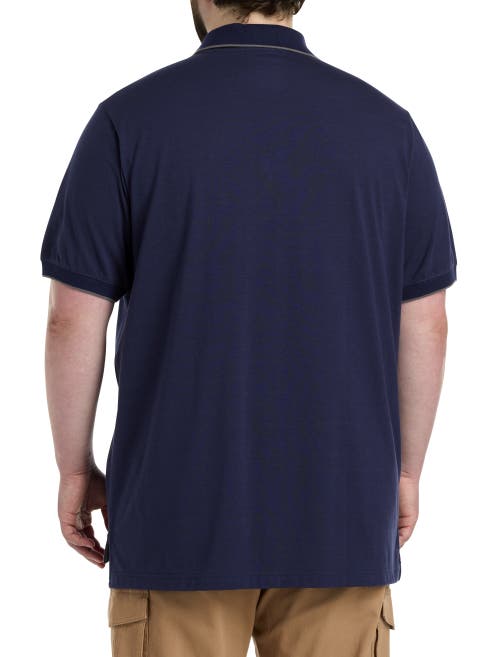 Harbor Bay By Dxl Harbor Bay Chest-striped Polo Shirt In Blue Grey