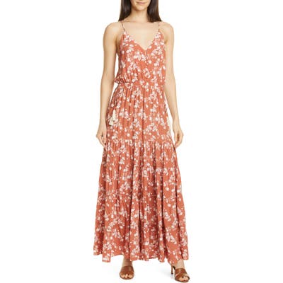 Dolan Anna Floral Tiered Maxi Sundress, Red