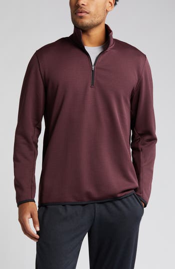 Zella Range Training Half Zip Pullover In Burgundy Stem