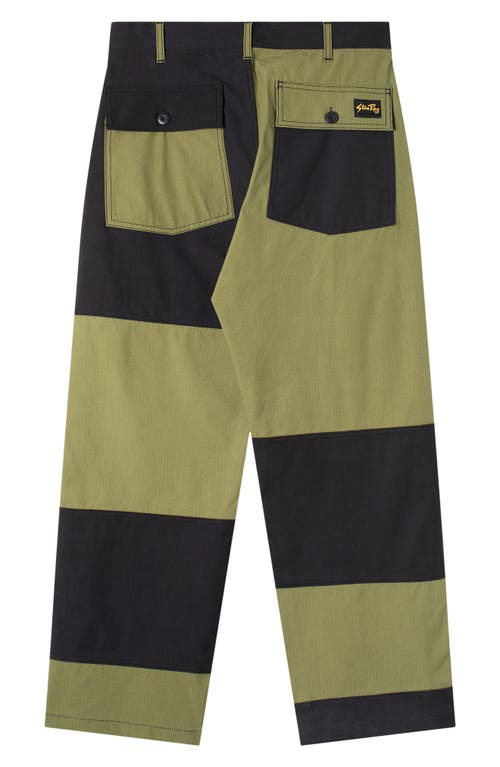 Shop Stan Ray K Colorblock Straight Leg Pants In Olive/black Ripstop Mix