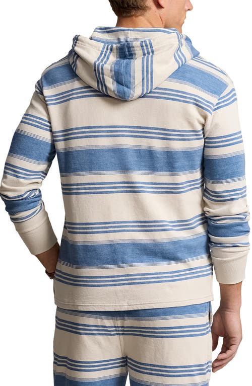 Shop Polo Ralph Lauren Stripe Terry Cloth Pullover Hoodie In Patina Stripe