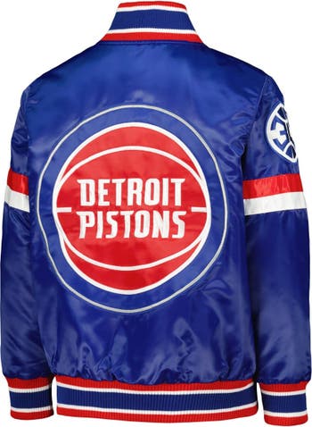 STARTER Youth Starter Blue Detroit Pistons Home Game Varsity Satin