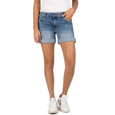 Kut From The Kloth Chloe Boyfriend Roll-Up Denim Shorts, Blue