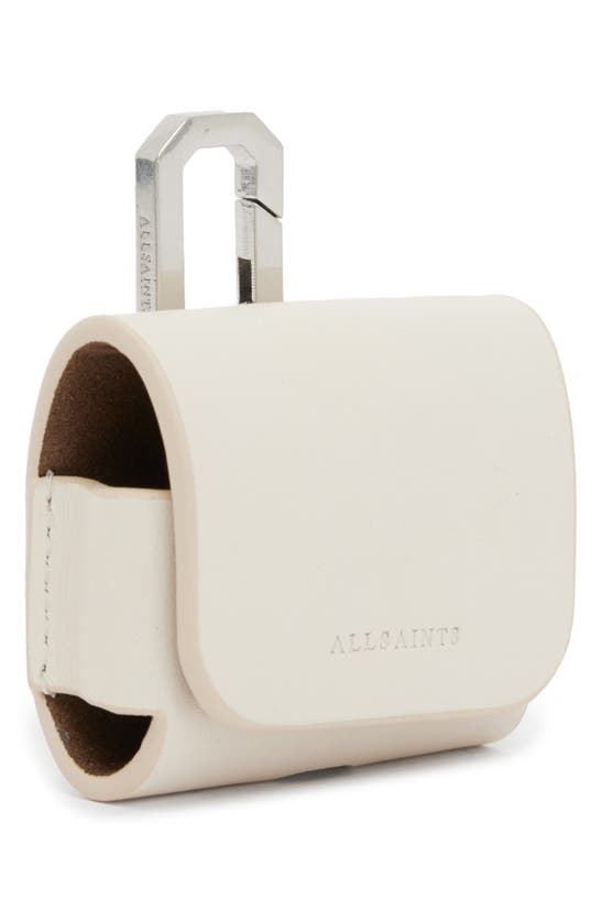 Shop Allsaints Leather Airpod Case In Desert White