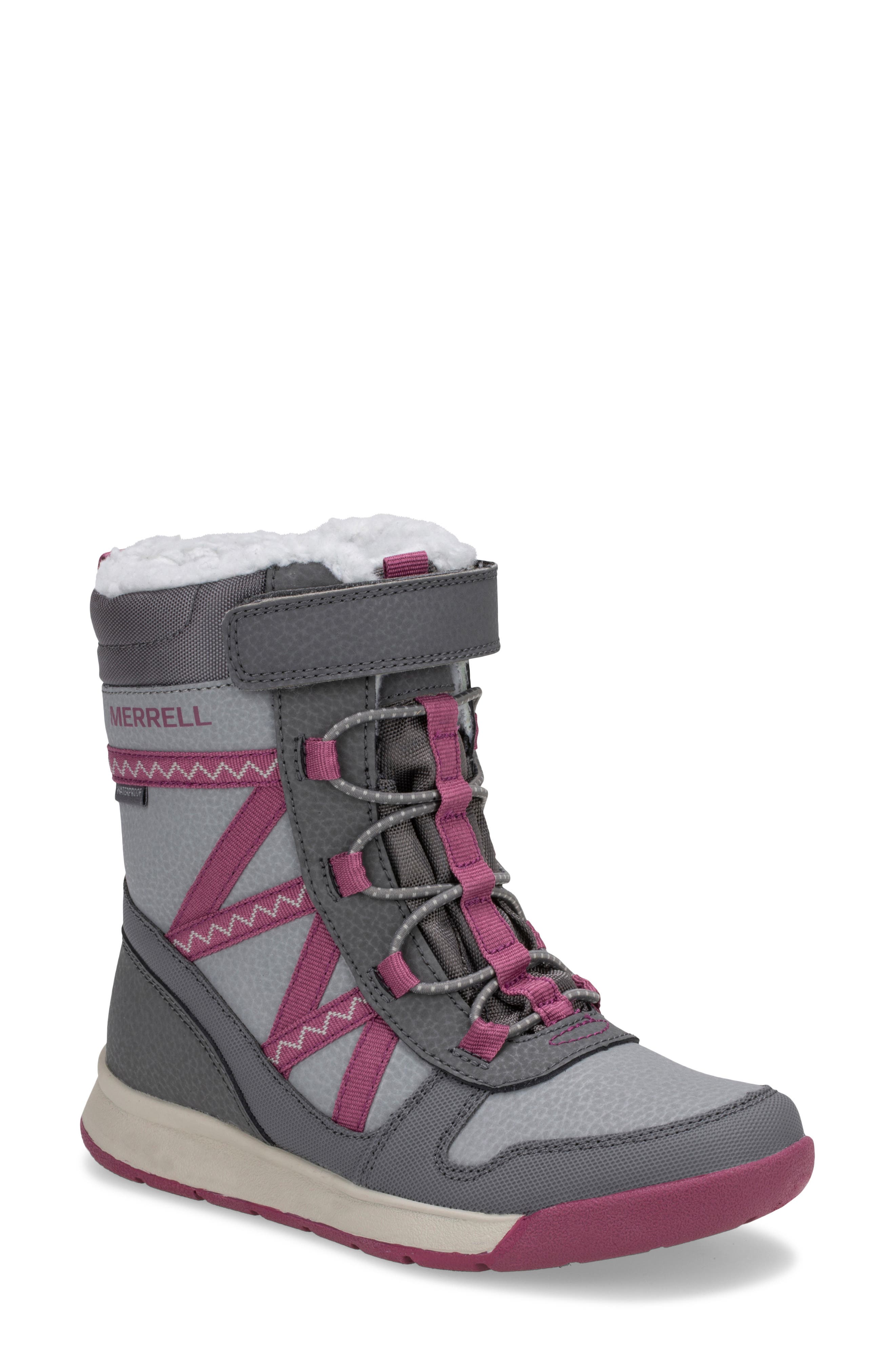 Brand New Girls Snow Boots Winter Deep Pink/Black Size 6-10 Toddler 