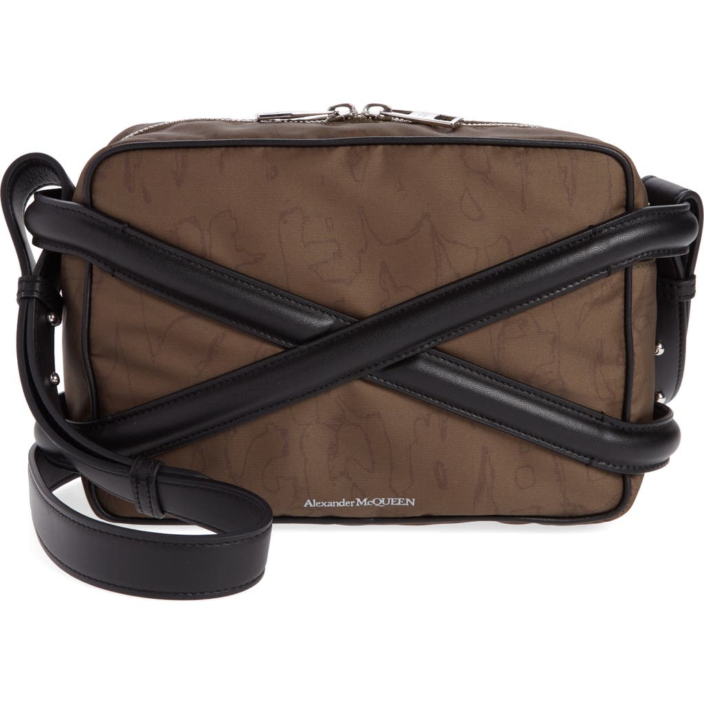 Alexander Mcqueen The Harness Textile & Faux Leather Camera Bag In Brown