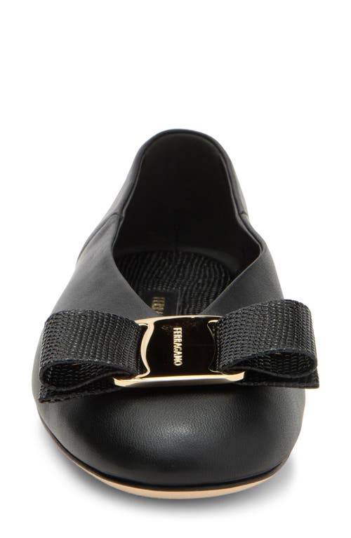 Shop Ferragamo Vanna Bow Ballet Flat In Black