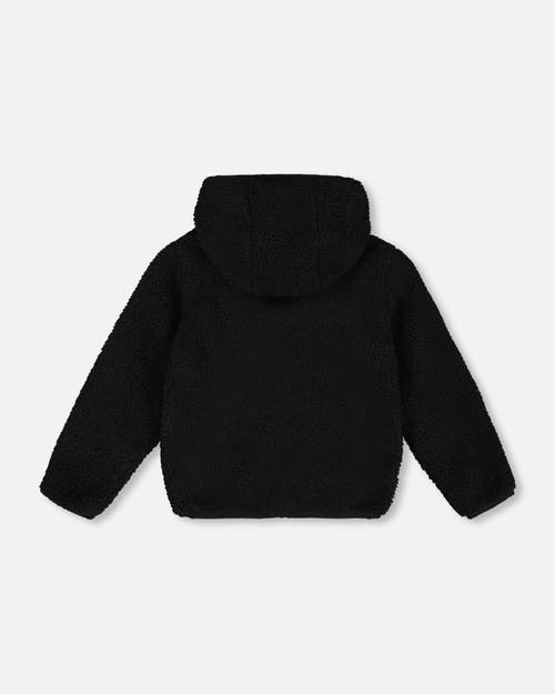 Shop Deux Par Deux Little Boy's Reversible Soft Fleece Jacket Black In Anthracite