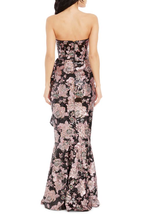 DRESS THE POPULATION DRESS THE POPULATION PARIS SEQUIN RUFFLE STRAPLESS GOWN