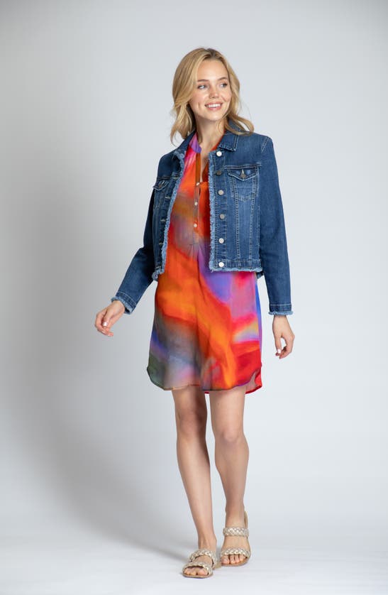 Apny Frayed Denim Jacket In Indigo