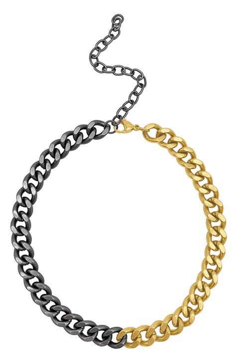 Two-Tone Curb Chain Necklace