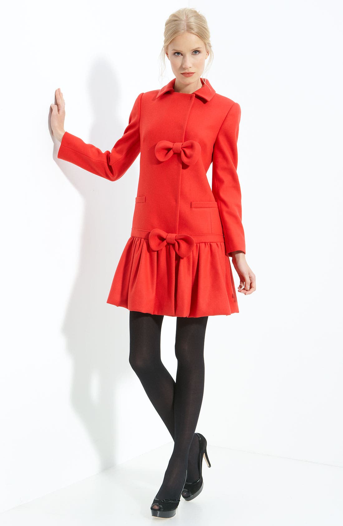 red ruffle coat