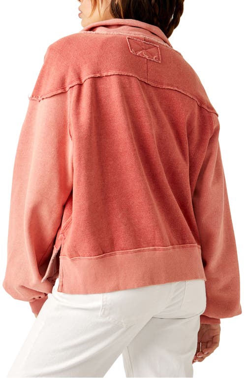 Shop Free People Kassey Half Zip Sweatshirt In Cherry