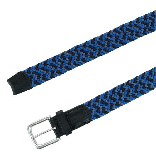 Shop Trafalgar Chandler Mixed Weave Stretch Belt In Blue Mix