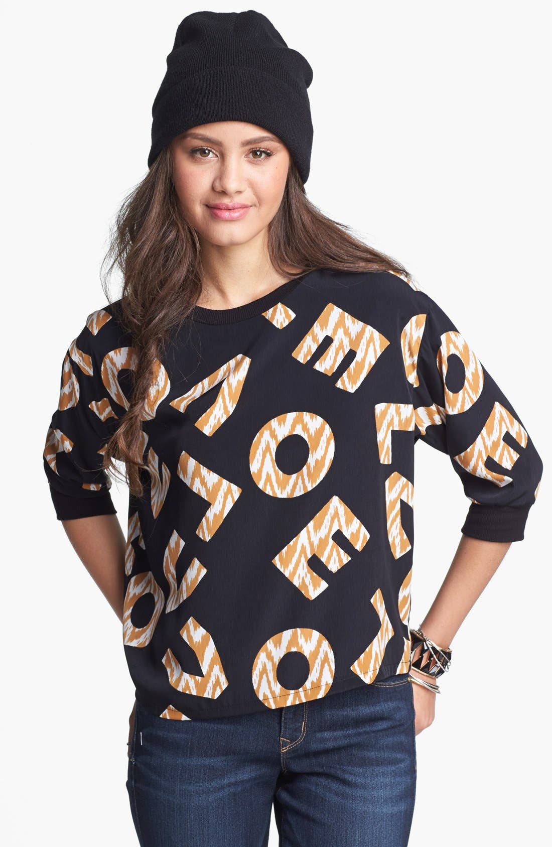 Print Woven Top (Juniors) | Nordstrom