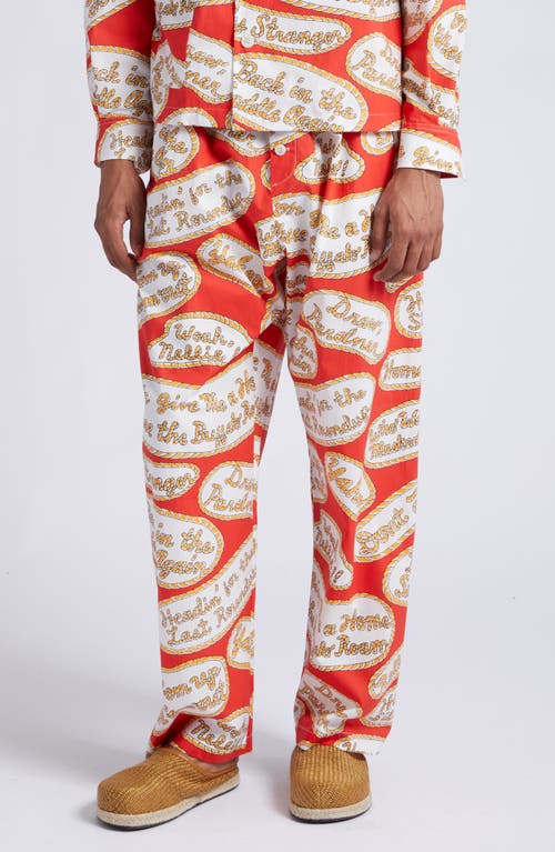 Bode Rodeo Slogans Print Lounge Pants Red Multi at Nordstrom,