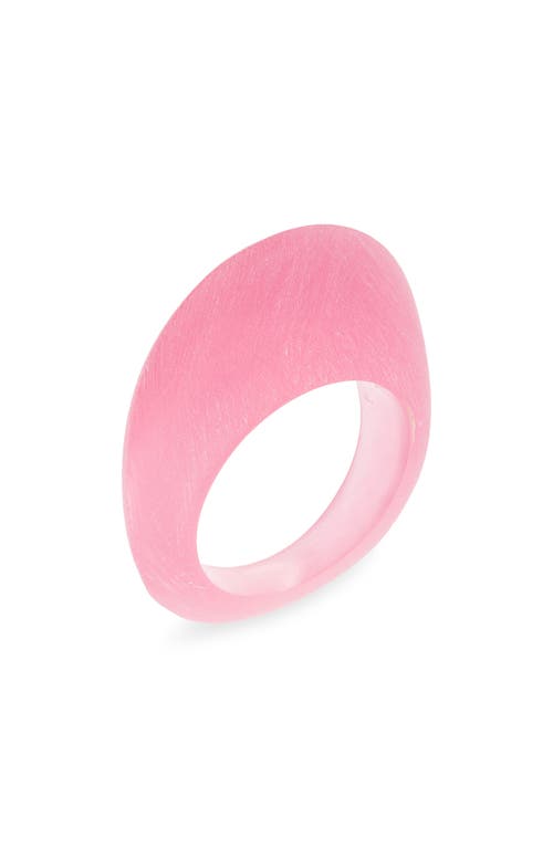 Flat Oval Resin Ring in Ice Effect/Pink