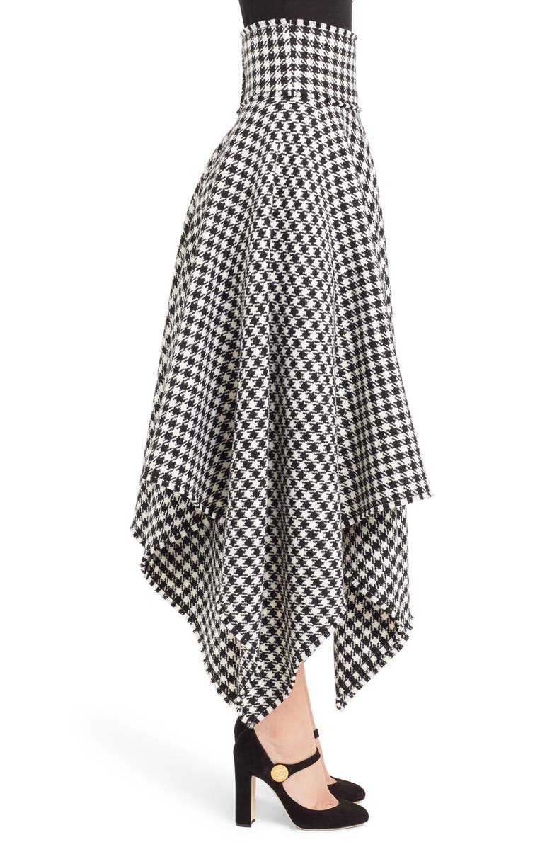 Dolce&Gabbana Houndstooth Handkerchief Hem Stretch Wool Skirt, Alternate, color, 