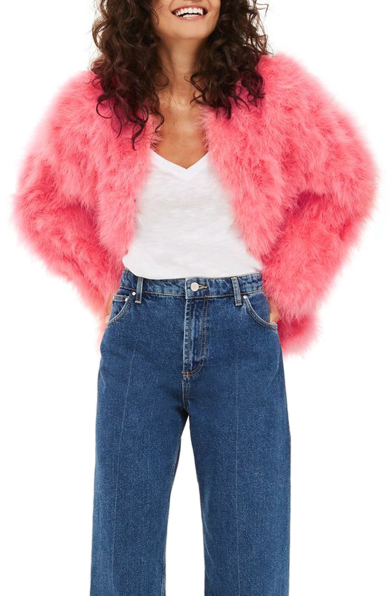 topshop marabou jacket