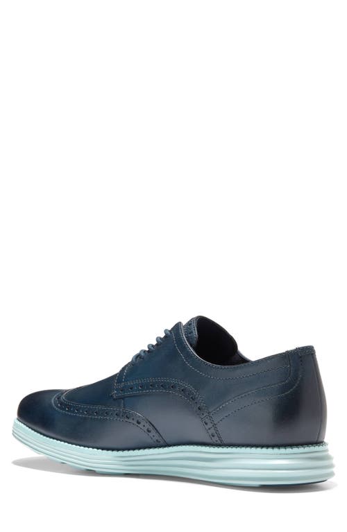 Shop Cole Haan Originalgrand Wingtip Derby In Blue Wing Teal/cloud Blue