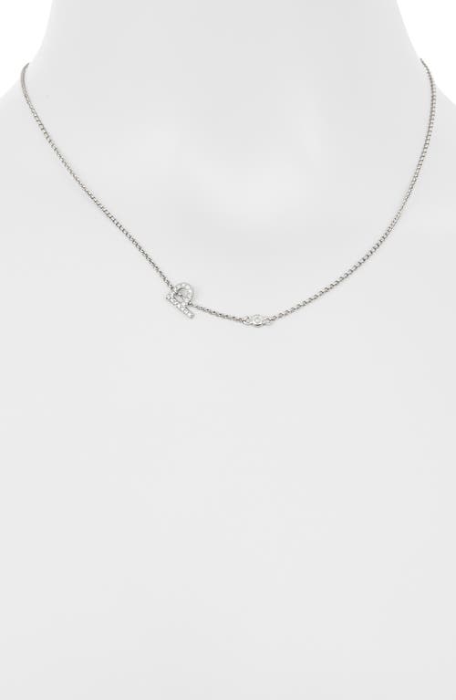 Meshmerise Bezel Diamond Initial Chain Necklace In White-p