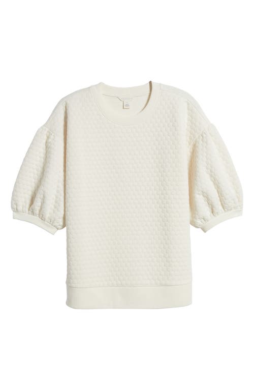 Caslonr Caslon(r) Jacquard Puff Sleeve Sweatshirt In Ivory Pristine