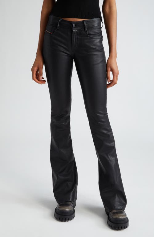 ® DIESEL L-Stellar Stretch Leather Bootcut Trousers in Deep/Black