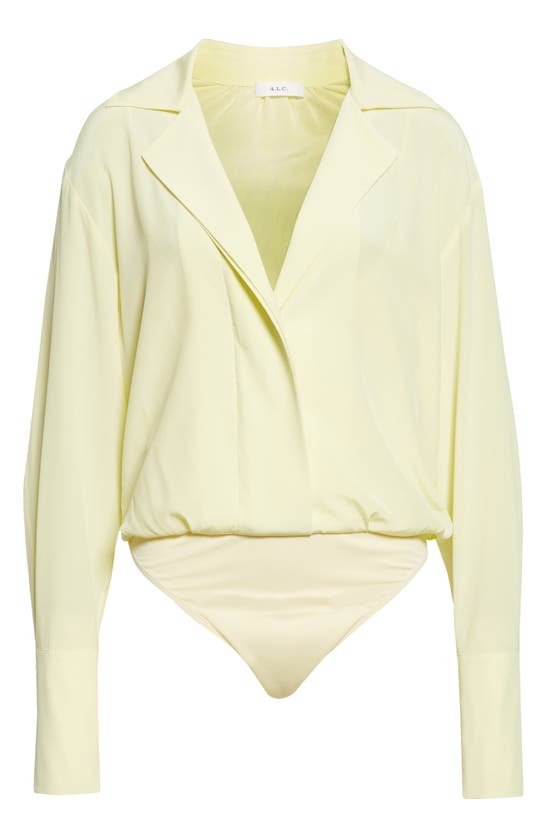 Shop A.l.c Diana Long Sleeve Silk Blend Bodysuit In Canary