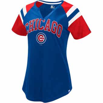 Chicago Cubs Women Royal V-Neck W/ Red & White Sleeve Bands
