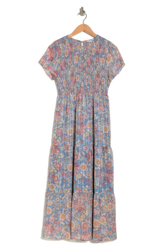 Nanette Lepore Smocked Bodice Floral Maxi Dress In Blue | ModeSens