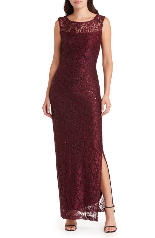 Stretch Lace Gown in Bordeaux 1