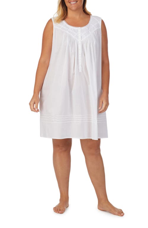 Sleeveless Cotton Short Nightgown in White
