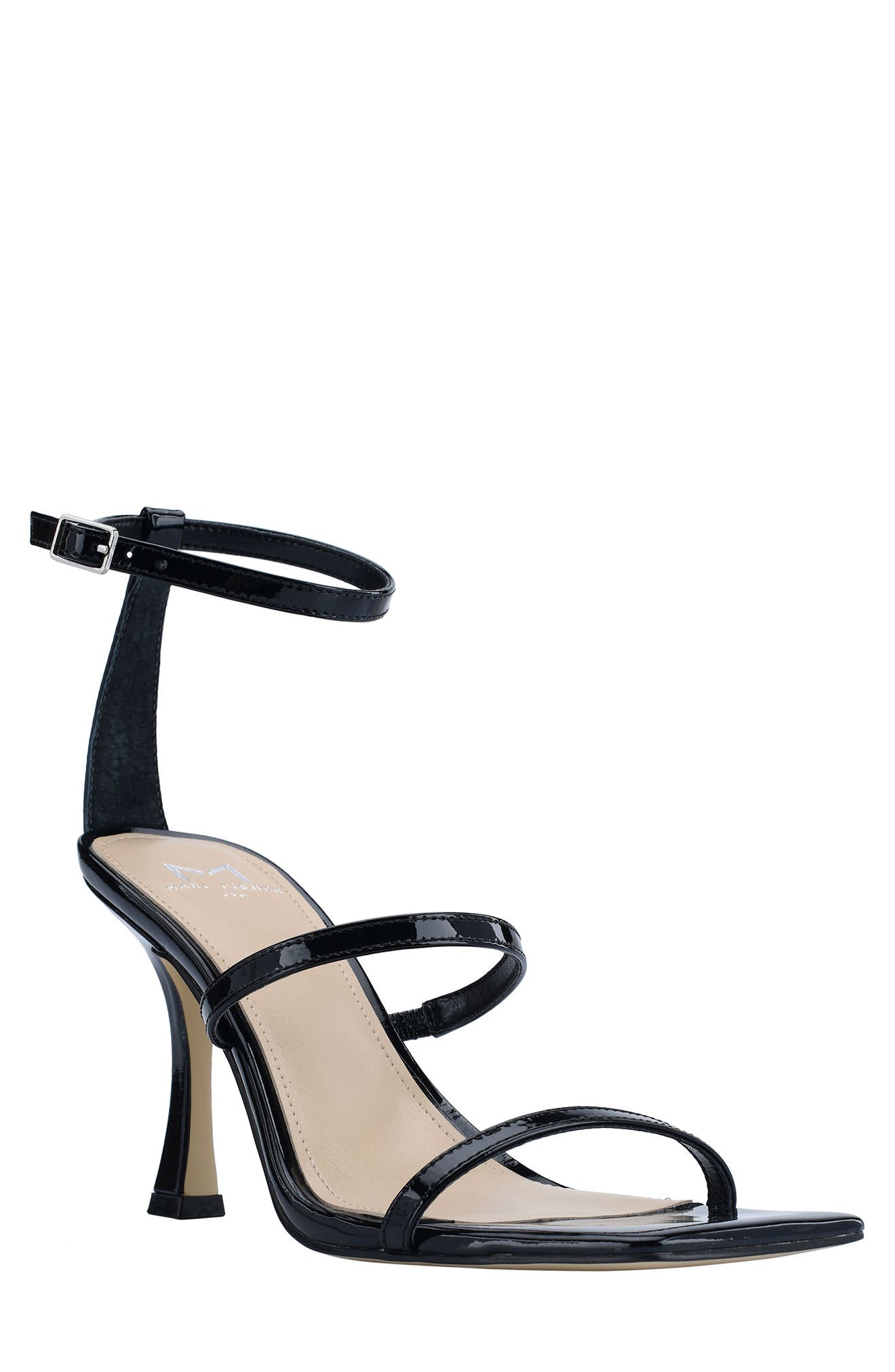 black strap heeled sandals