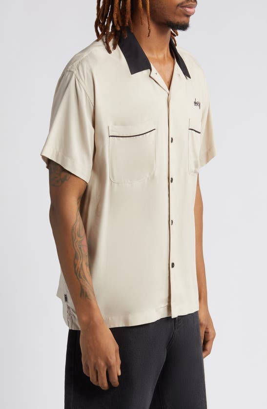 Shop Obey Badger Oversize Camp Shirt In Silver Grey