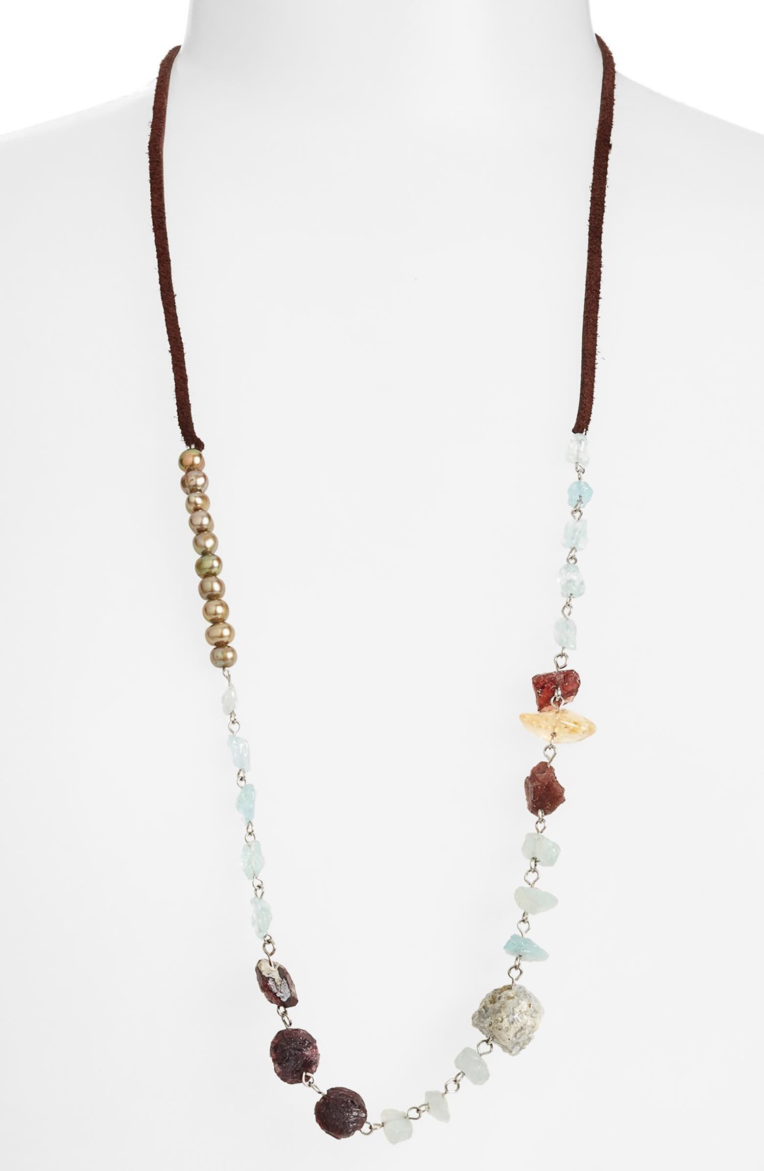Berry Leather & Semiprecious Stone Necklace | Nordstrom