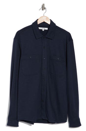 Joe's Knit Stretch Cotton Work Shirt In Navy