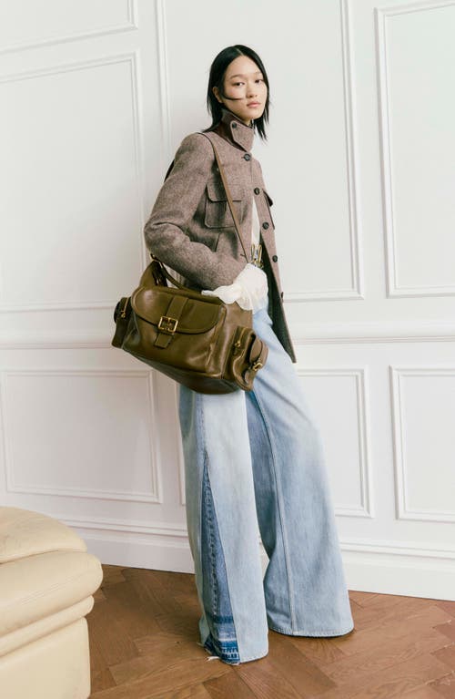Chloé Camera Leather Top Handle Bag In Dark Khaki