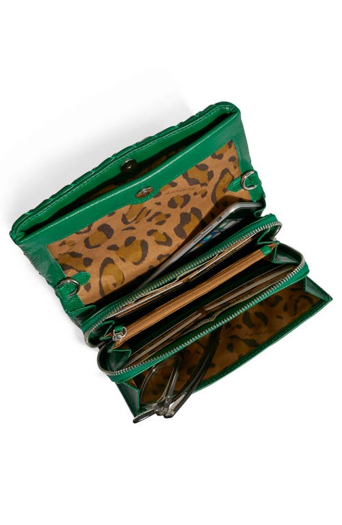 Aimee Kestenberg Bali Leather Wallet Crossbody Bag In Kelly Green Woven