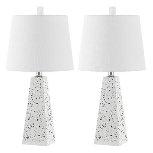 Jonathan Y Owen Contemporary Resin Led Table Lamp In White Terrazzo- Set Of 2