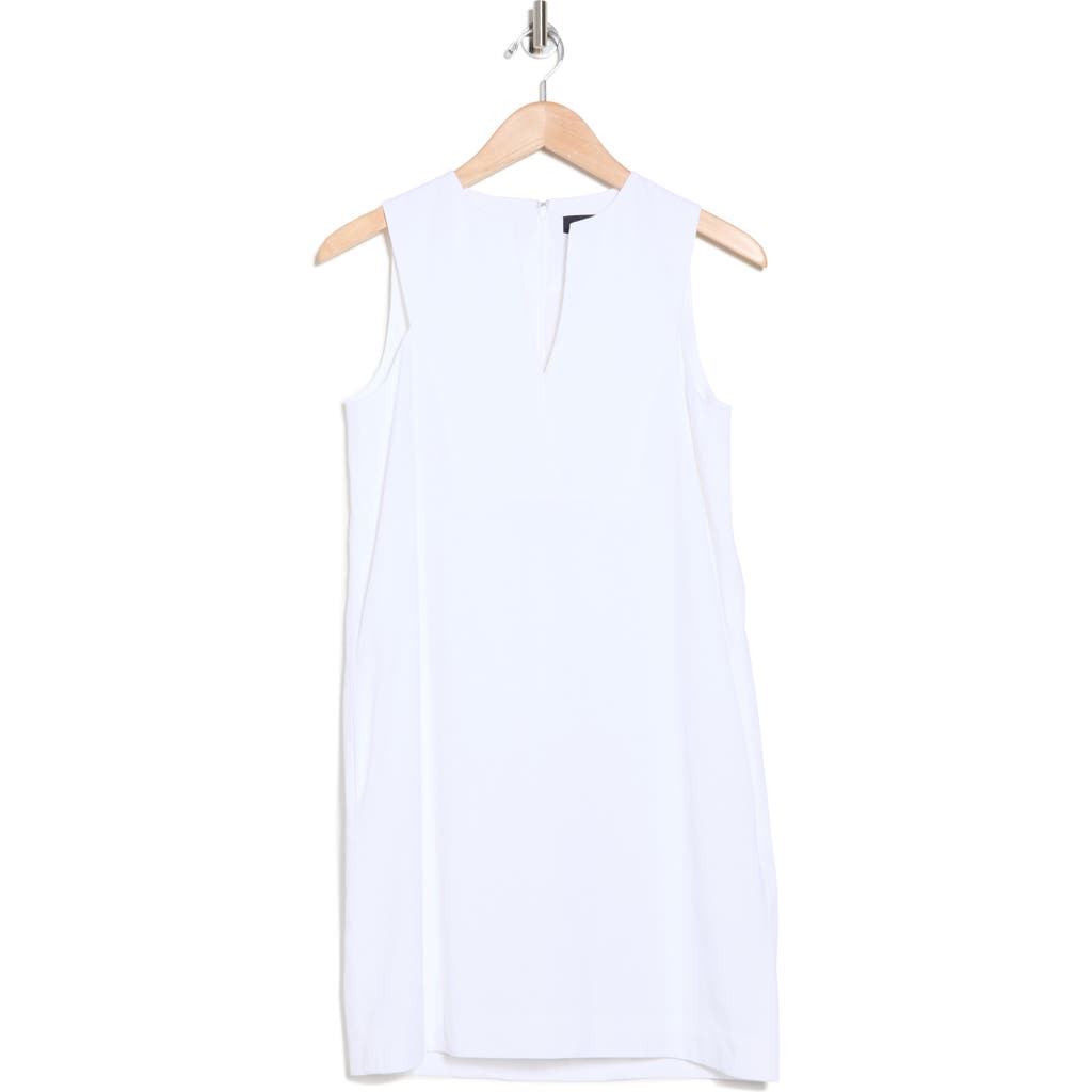 Theory Linen Blend Shift Dress In Optic White