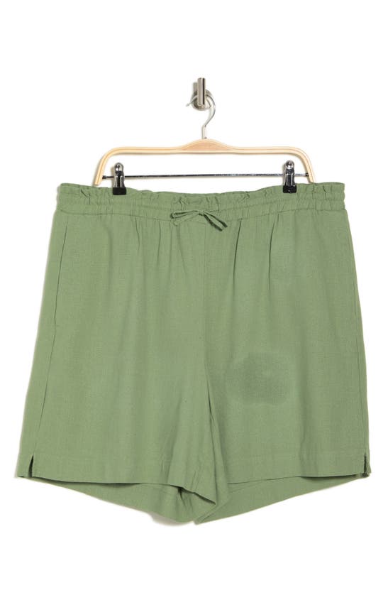 Shop Vero Moda High Waist Paperbag Shorts In Hedge Green