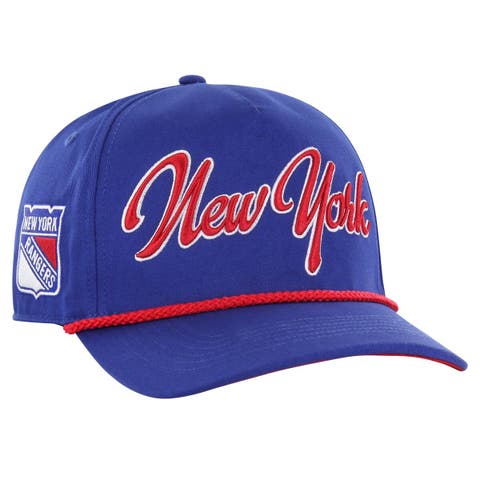 Men's '47 Blue New York Rangers Overhand Logo Side Patch Hitch Adjustable Hat