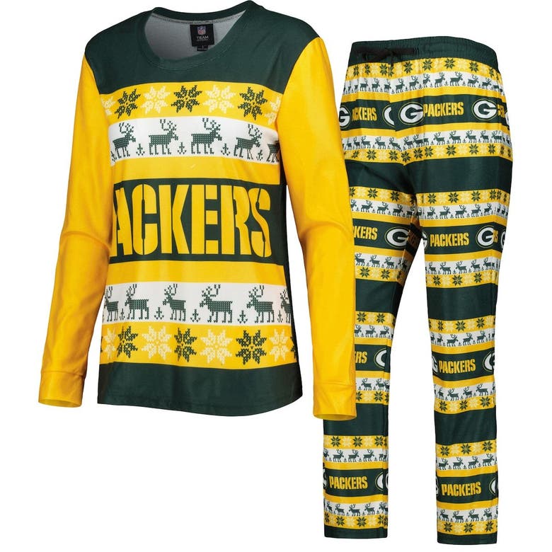 Foco Green Green Bay Packers Holiday Ugly Pajama Set