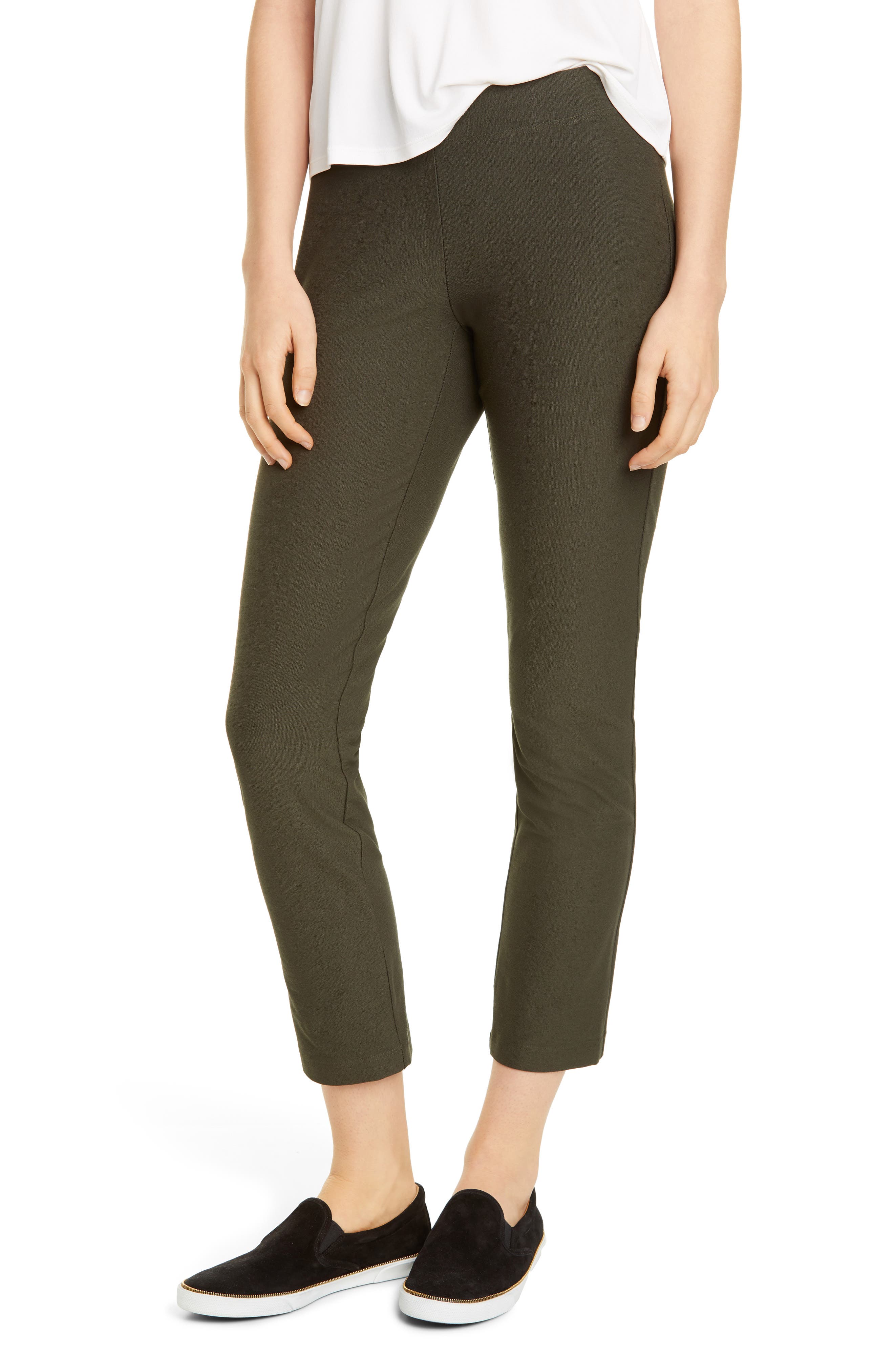 NEW EILEEN FISHER SILVER WASHABLE STRETCH CREPE SLIM ANKLE PANT XL $168