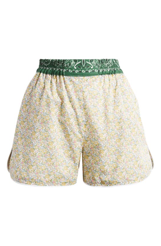 Shop Call It By Your Name X Liberty London Floral & Bandana Print Shorts In Bronze / Vert Week End