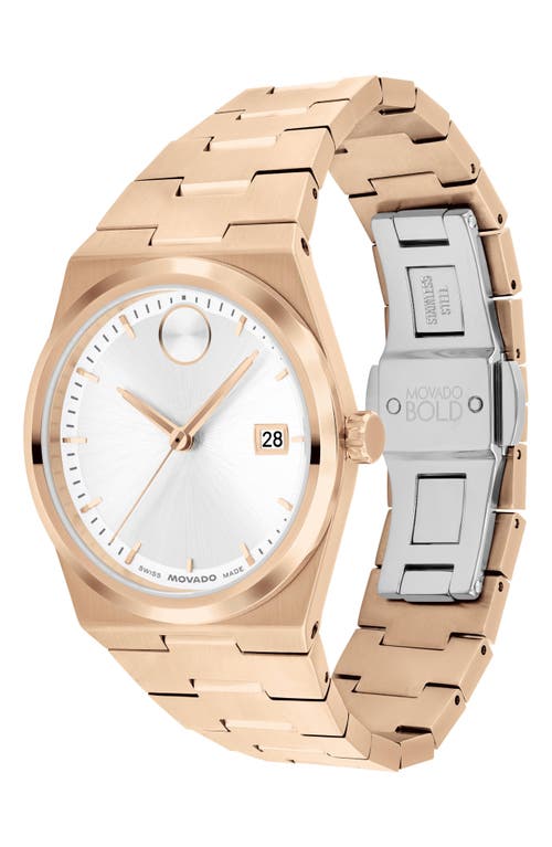 Movado Bold Quest Bracelet Watch, 35mm In White/rose Gold